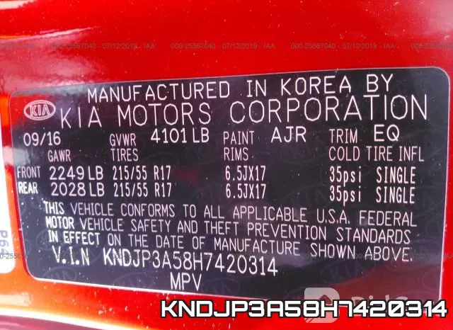 KNDJP3A58H7420314 фото 10
