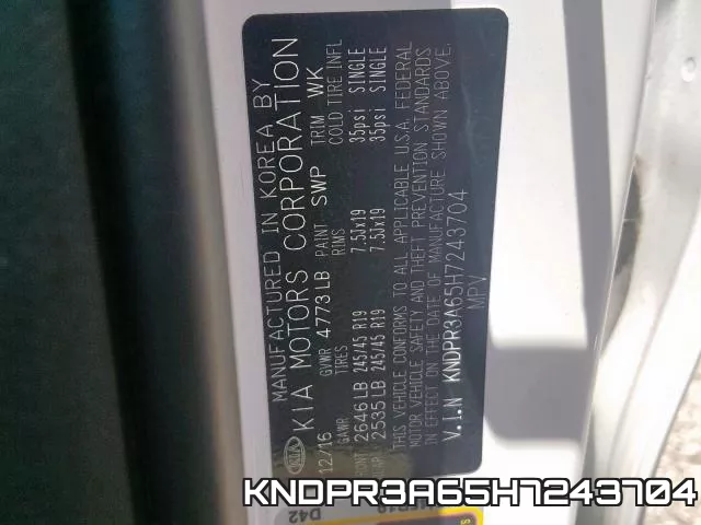 KNDPR3A65H7243704 фото 2