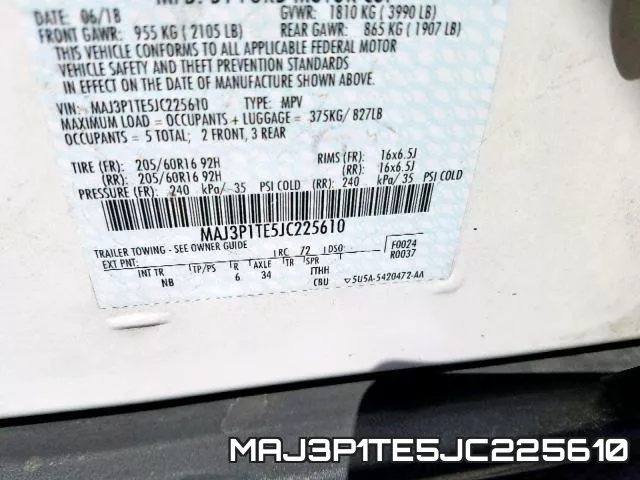 MAJ3P1TE5JC225610 фото 2