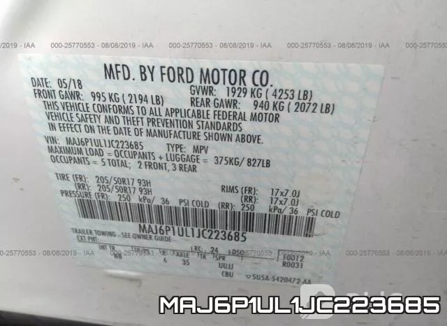 MAJ6P1UL1JC223685 фото 10