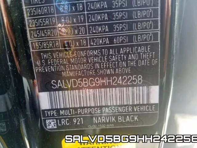SALVD5BG9HH242258 фото 2