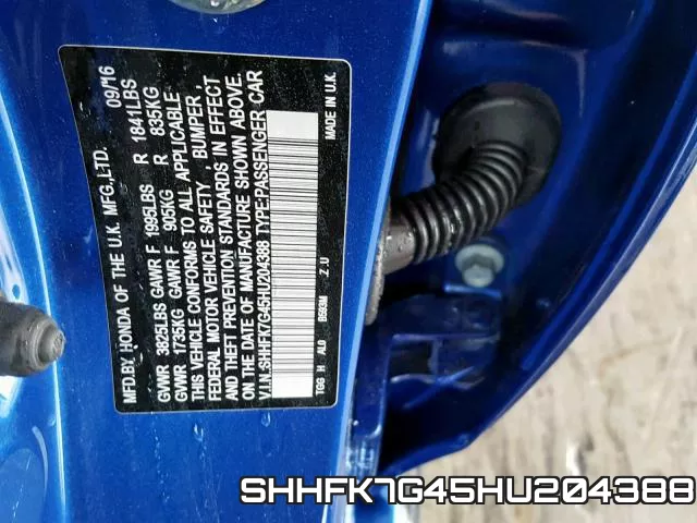 SHHFK7G45HU204388 фото 2