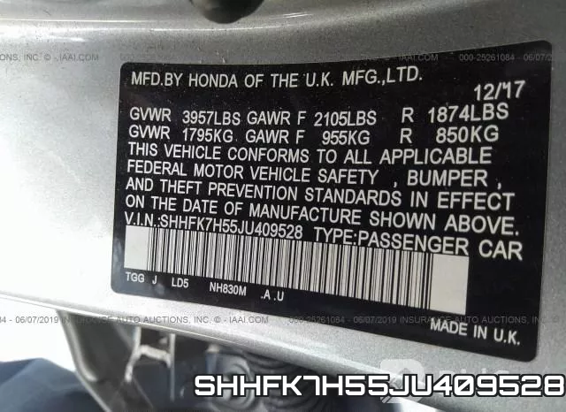 SHHFK7H55JU409528 фото 10