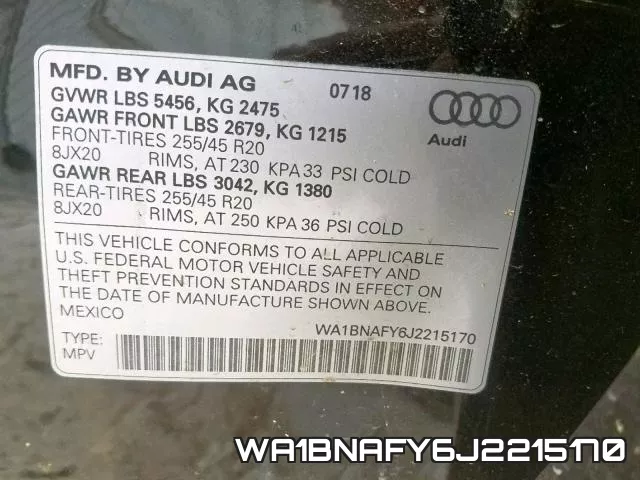 WA1BNAFY6J2215170 фото 2