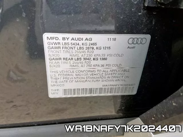 WA1BNAFY7K2024407 фото 2