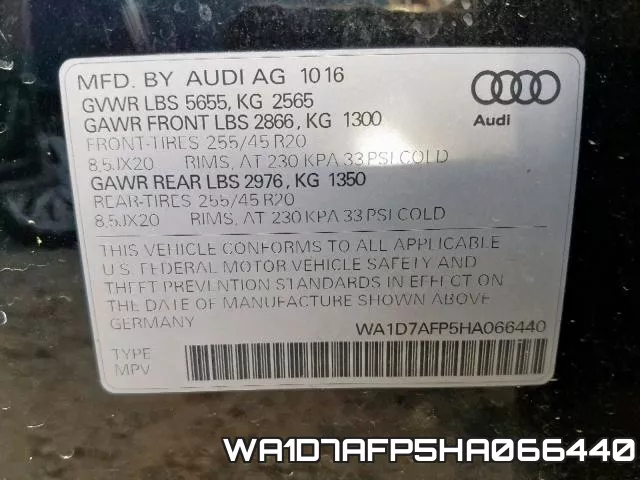 WA1D7AFP5HA066440 фото 2