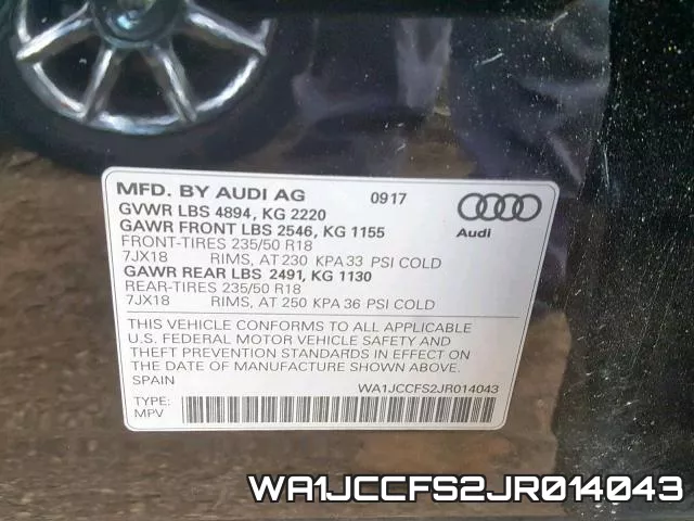 WA1JCCFS2JR014043 фото 2