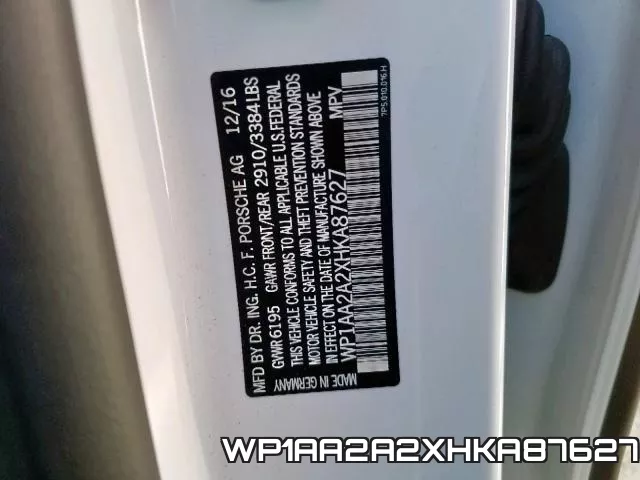 WP1AA2A2XHKA87627 фото 2