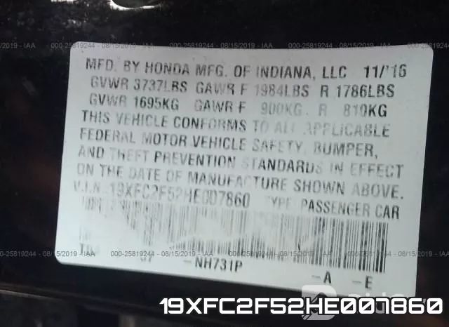 19XFC2F52HE007860 фото 10