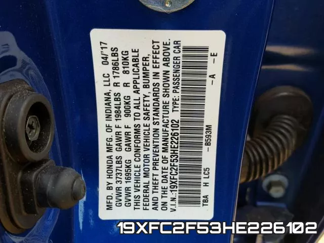 19XFC2F53HE226102 фото 2