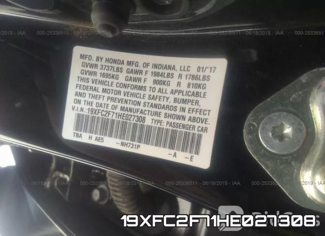 19XFC2F71HE027308 фото 10