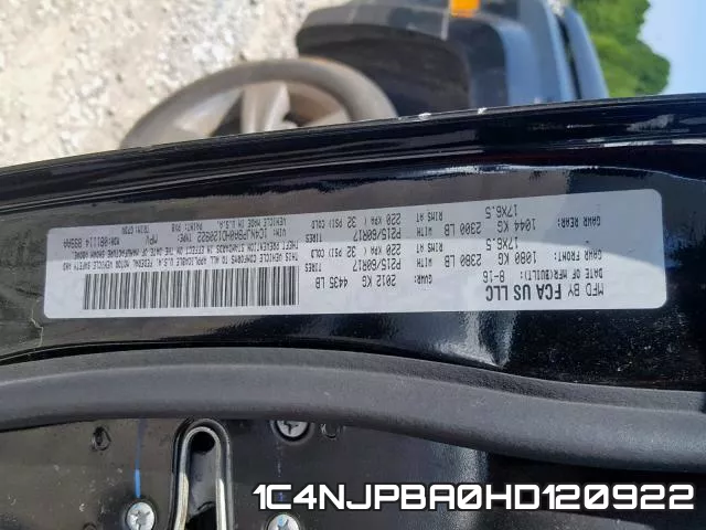 1C4NJPBA0HD120922 фото 2