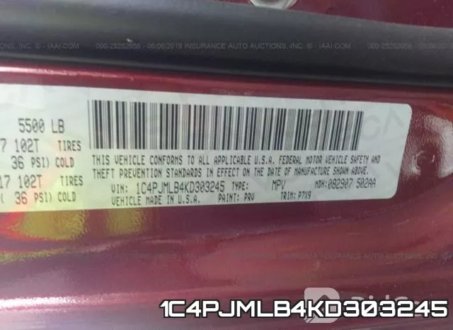 1C4PJMLB4KD303245 фото 10