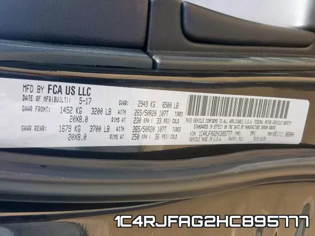 1C4RJFAG2HC895777 фото 2