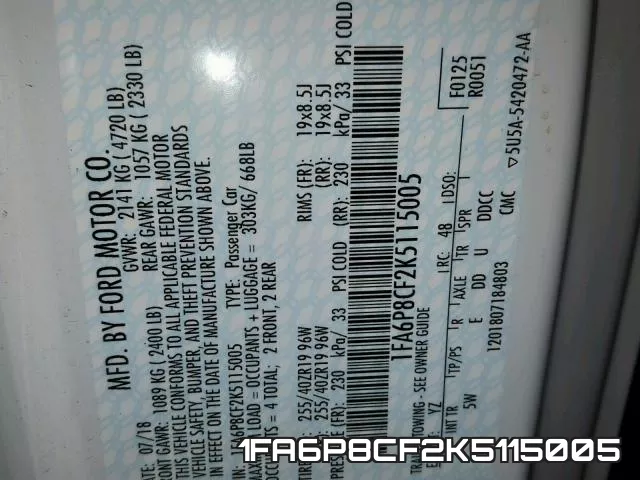1FA6P8CF2K5115005 фото 2