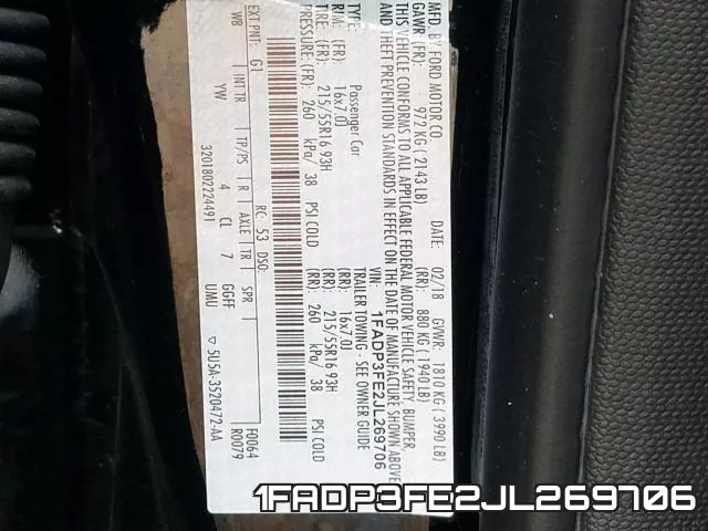 1FADP3FE2JL269706 фото 2
