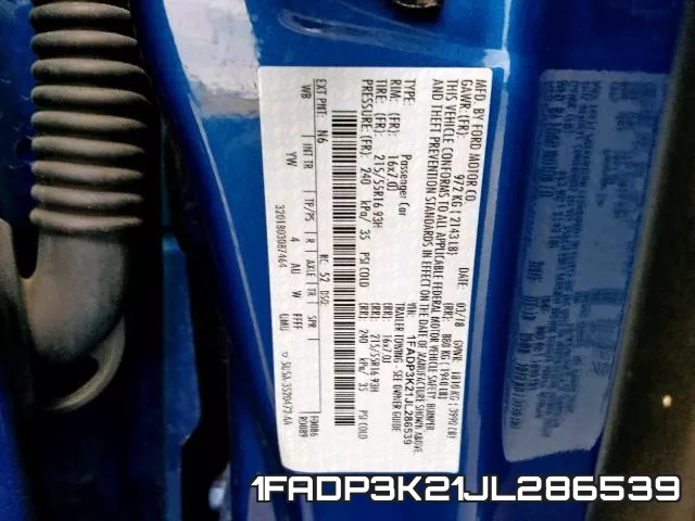 1FADP3K21JL286539 фото 2