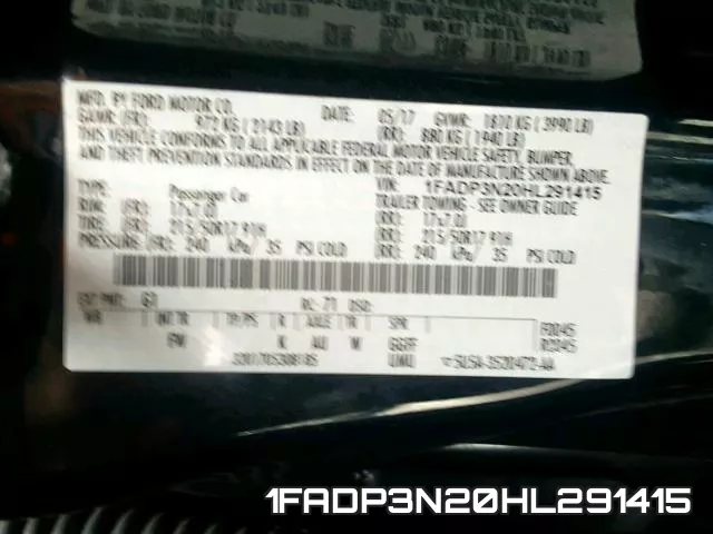 1FADP3N20HL291415 фото 2