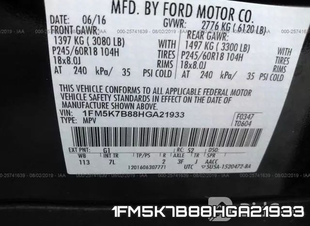 1FM5K7B88HGA21933 фото 10