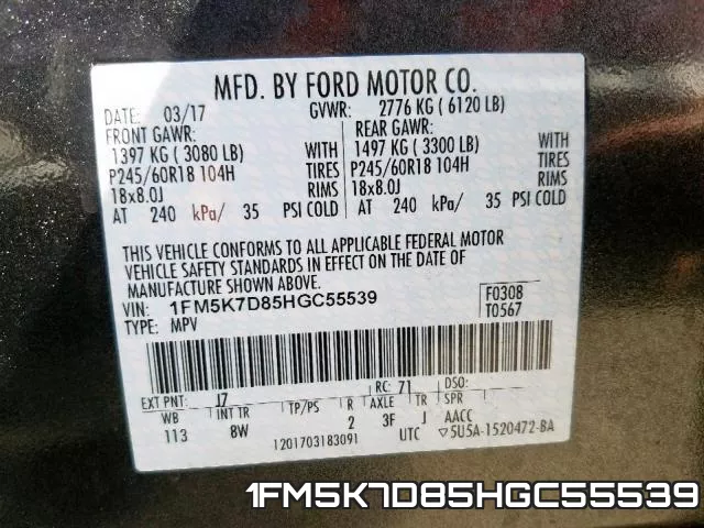 1FM5K7D85HGC55539 фото 2
