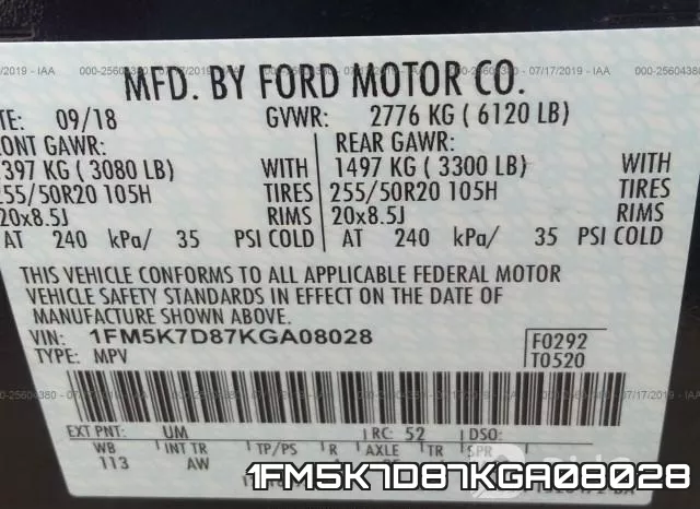 1FM5K7D87KGA08028 фото 10