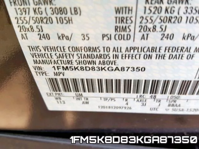 1FM5K8D83KGA87350 фото 2