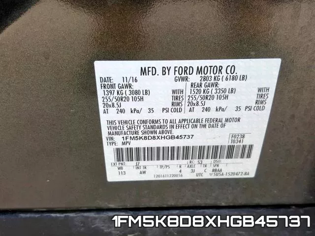 1FM5K8D8XHGB45737 фото 2
