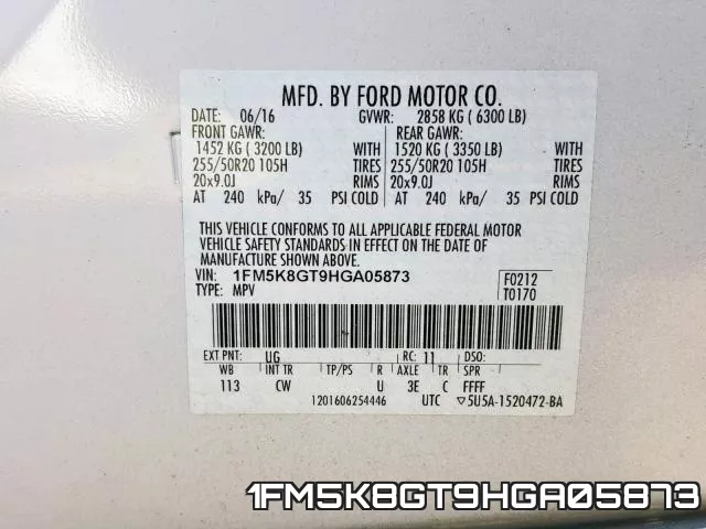1FM5K8GT9HGA05873 фото 2