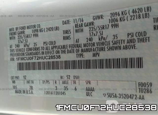 1FMCU0F72HUC28538 фото 10
