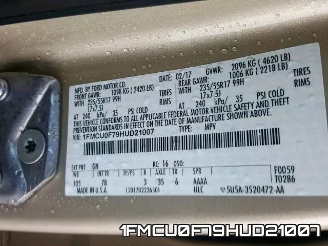 1FMCU0F79HUD21007 фото 2