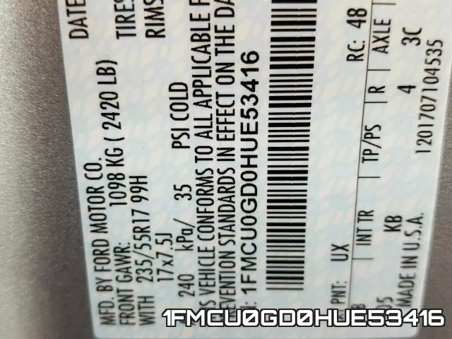 1FMCU0GD0HUE53416 фото 2