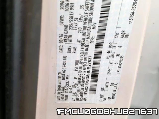 1FMCU0GD8HUB27637 фото 2