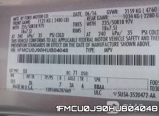1FMCU0J90HUB04048 фото 10