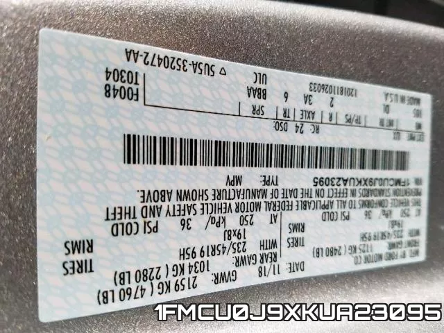 1FMCU0J9XKUA23095 фото 2