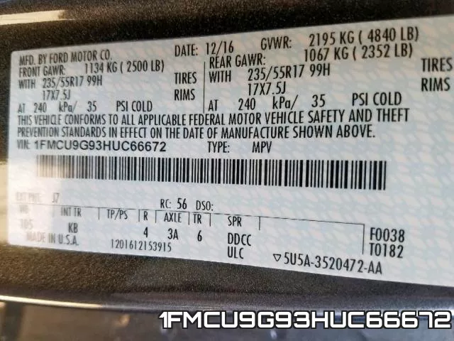 1FMCU9G93HUC66672 фото 2