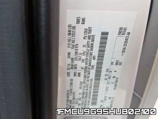 1FMCU9G95HUB02100 фото 2