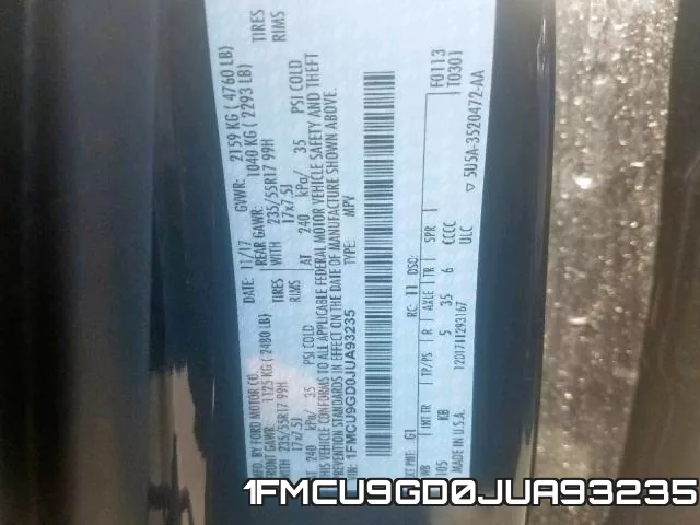 1FMCU9GD0JUA93235 фото 2