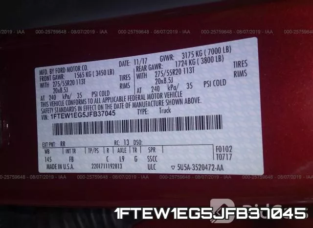 1FTEW1EG5JFB37045 фото 10