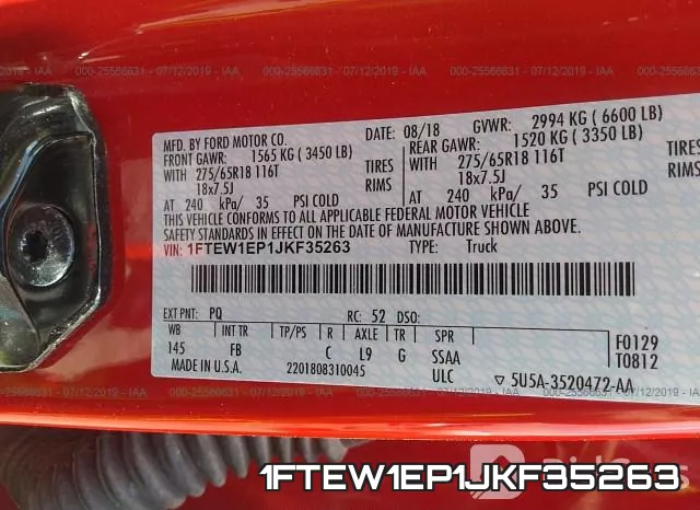 1FTEW1EP1JKF35263 фото 10