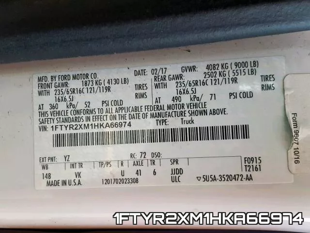 1FTYR2XM1HKA66974 фото 2