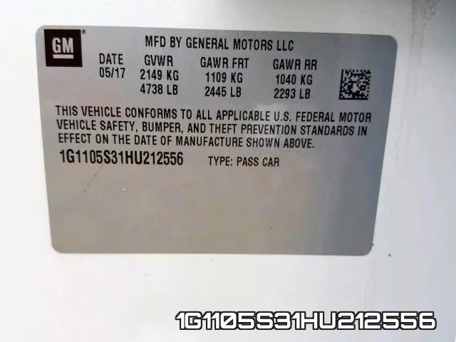 1G1105S31HU212556 фото 2