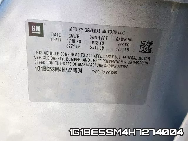 1G1BC5SM4H7274004 фото 2
