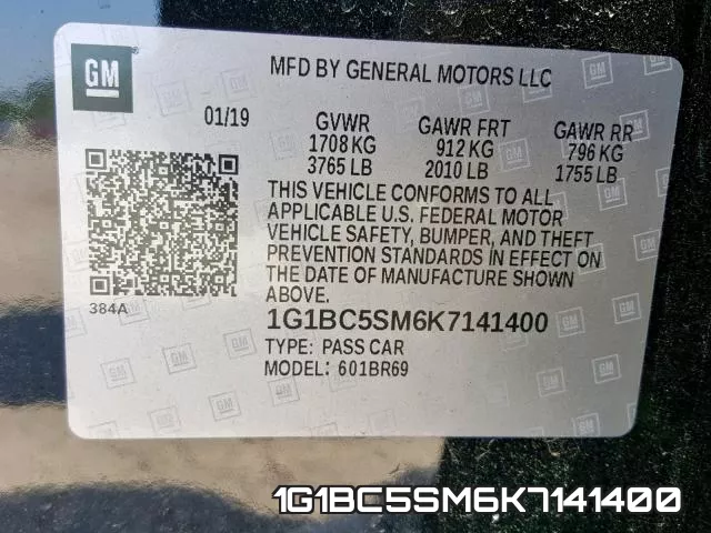 1G1BC5SM6K7141400 фото 2