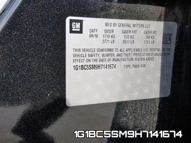 1G1BC5SM9H7141674 фото 2