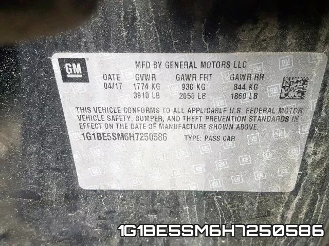 1G1BE5SM6H7250586 фото 2
