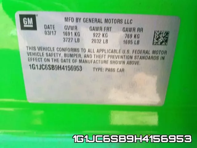 1G1JC6SB9H4156953 фото 2