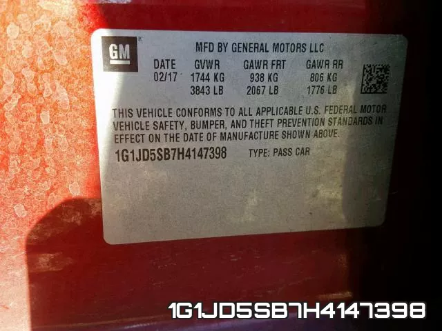 1G1JD5SB7H4147398 фото 2