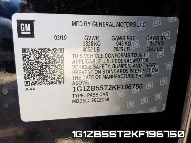 1G1ZB5ST2KF196750 фото 2