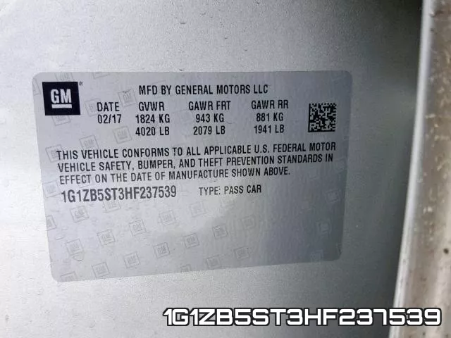 1G1ZB5ST3HF237539 фото 2