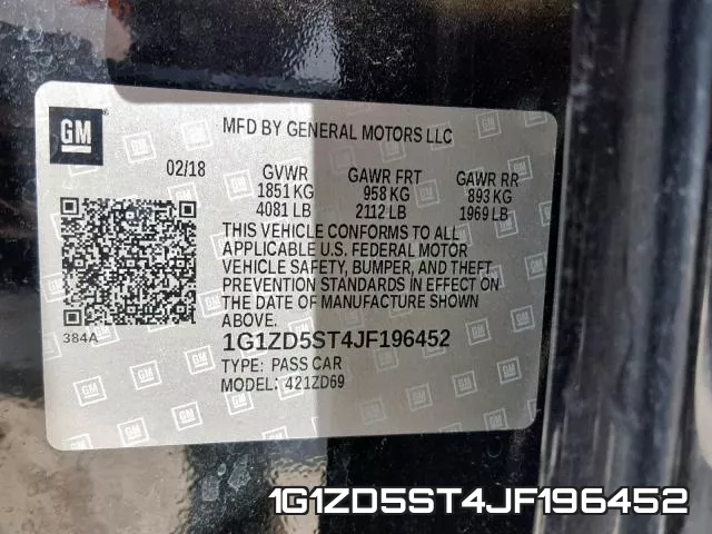 1G1ZD5ST4JF196452 фото 2